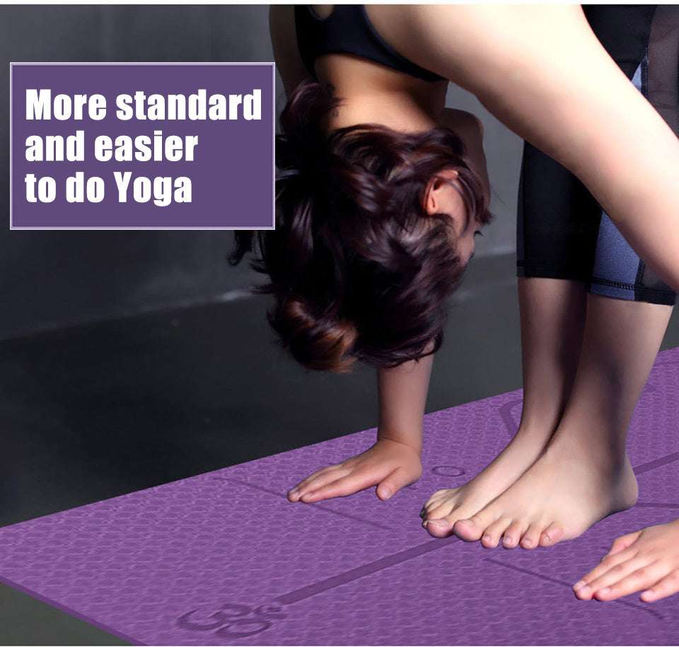 Non-Slip TPE Yoga Mat with Position Line - FITSPIRED